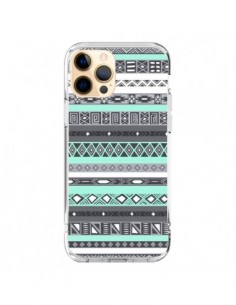 Coque iPhone 12 Pro Max Azteque Aztec Bleu Pastel - Rex...