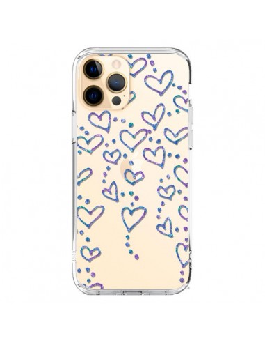 Coque iPhone 12 Pro Max Floating hearts coeurs flottants Transparente - Sylvia Cook