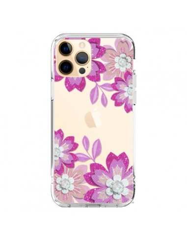 Coque iPhone 12 Pro Max Winter Flower Rose, Fleurs d'Hiver Transparente - Sylvia Cook