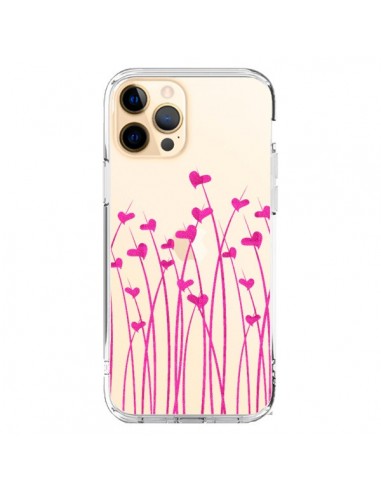 Coque iPhone 12 Pro Max Love in Pink Amour Rose Fleur Transparente - Sylvia Cook