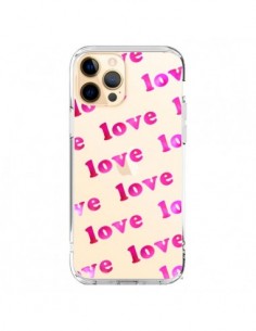 Coque iPhone 12 Pro Max Pink Love Rose Transparente -...