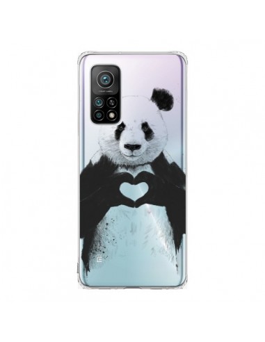 Coque Xiaomi Mi 10T / 10T Pro Panda All You Need Is Love Transparente - Balazs Solti