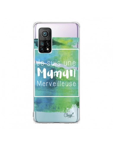 Coque Xiaomi Mi 10T / 10T Pro Je suis une Maman Merveilleuse Bleu Vert Transparente - Chapo