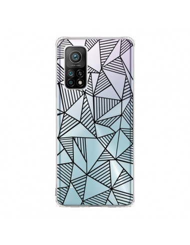 Coque Xiaomi Mi 10T / 10T Pro Lignes Grilles Triangles Grid Abstract Noir Transparente - Project M