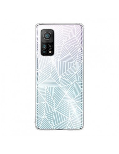 Coque Xiaomi Mi 10T / 10T Pro Lignes Grilles Triangles Full Grid Abstract Blanc Transparente - Project M