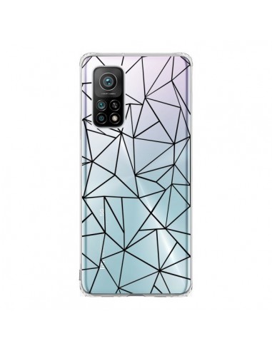 Coque Xiaomi Mi 10T / 10T Pro Lignes Triangles Grid Abstract Noir Transparente - Project M