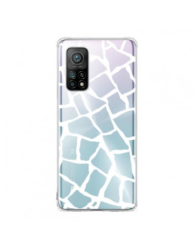 Coque Xiaomi Mi 10T / 10T Pro Girafe Mosaïque Blanc Transparente - Project M