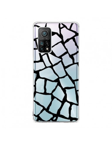 Coque Xiaomi Mi 10T / 10T Pro Girafe Mosaïque Noir Transparente - Project M