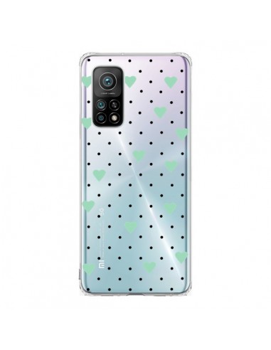 Coque Xiaomi Mi 10T / 10T Pro Point Coeur Mint Bleu Vert Pin Point Heart Transparente - Project M