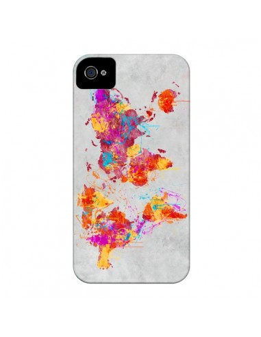 Coque Iphone 4 Et 4s Terre Map Monde Mother Earth Crying Maximilian San
