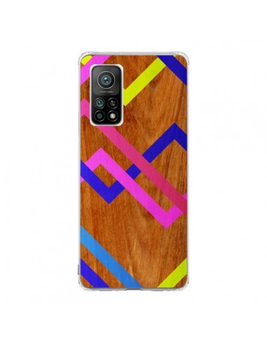 Coque Xiaomi Mi 10T / 10T Pro Pink Yellow Wooden Bois Azteque Aztec Tribal - Jenny Mhairi