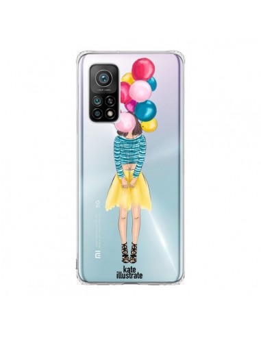 Coque Xiaomi Mi 10T / 10T Pro Girls Balloons Ballons Fille Transparente - kateillustrate