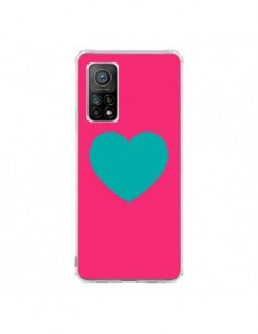 Coque Xiaomi Mi 10T / 10T Pro Coeur Bleu Fond Rose -...