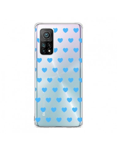 Coque Xiaomi Mi 10T / 10T Pro Coeur Heart Love Amour Bleu Transparente - Laetitia