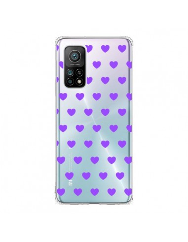 Coque Xiaomi Mi 10T / 10T Pro Coeur Heart Love Amour Violet Transparente - Laetitia
