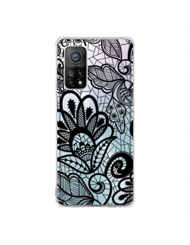 Coque Xiaomi Mi 10T / 10T Pro Lace Fleur Flower Noir Transparente - Petit Griffin