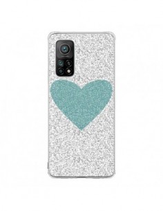 Coque Xiaomi Mi 10T / 10T Pro Coeur Bleu Vert Argent Love...