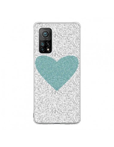 Coque Xiaomi Mi 10T / 10T Pro Coeur Bleu Vert Argent Love - Mary Nesrala