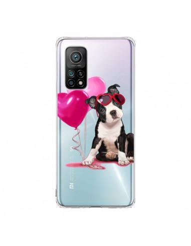 Coque Xiaomi Mi 10T / 10T Pro Chien Dog Ballon Lunettes Coeur Rose Transparente - Maryline Cazenave