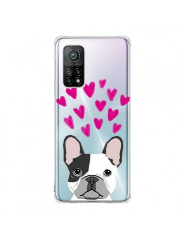 Coque Xiaomi Mi 10T / 10T Pro Bulldog Français Coeurs Chien Transparente - Pet Friendly