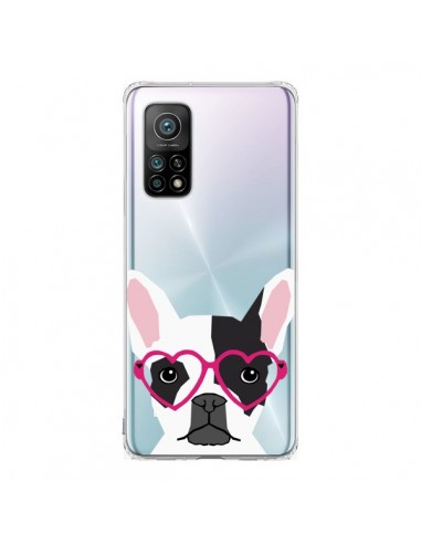 Coque Xiaomi Mi 10T / 10T Pro Bulldog Français Lunettes Coeurs Chien Transparente - Pet Friendly