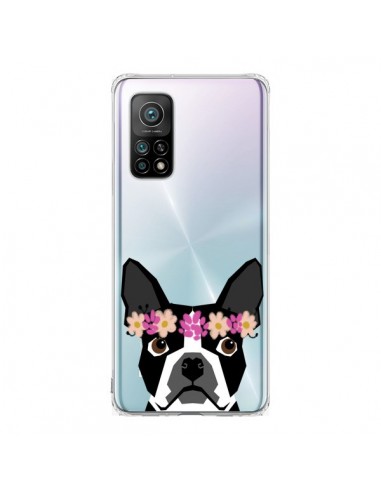 Coque Xiaomi Mi 10T / 10T Pro Boston Terrier Fleurs Chien Transparente - Pet Friendly