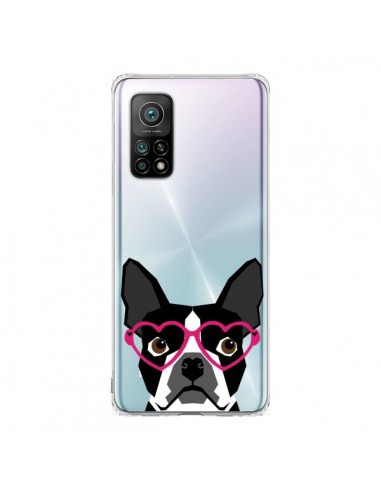 Coque Xiaomi Mi 10T / 10T Pro Boston Terrier Lunettes Coeurs Chien Transparente - Pet Friendly