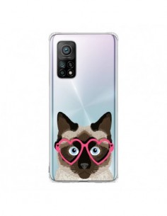 Coque Xiaomi Mi 10T / 10T Pro Chat Marron Lunettes Coeurs...