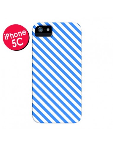 Coque Bonbon Candy Bleue et Blanche Rayée pour iPhone 5C - Nico