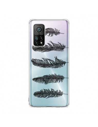 Coque Xiaomi Mi 10T / 10T Pro Plume Feather Noir Transparente - Rachel Caldwell