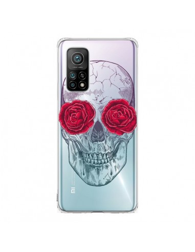 Coque Xiaomi Mi 10T / 10T Pro Tête de Mort Rose Fleurs Transparente - Rachel Caldwell