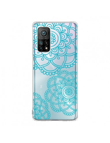 Coque Xiaomi Mi 10T / 10T Pro Mandala Bleu Aqua Doodle Flower Transparente - Sylvia Cook