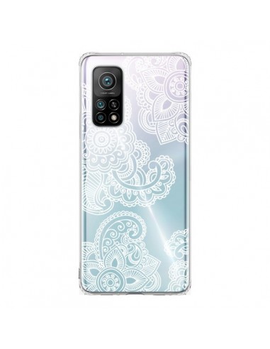 Coque Xiaomi Mi 10T / 10T Pro Lacey Paisley Mandala Blanc Fleur Transparente - Sylvia Cook