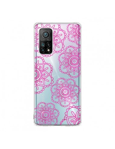 Coque Xiaomi Mi 10T / 10T Pro Pink Doodle Flower Mandala Rose Fleur Transparente - Sylvia Cook