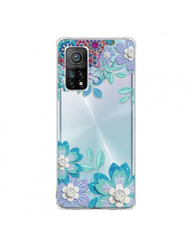 Coque Xiaomi Mi 10T / 10T Pro Winter Flower Bleu, Fleurs d'Hiver Transparente - Sylvia Cook