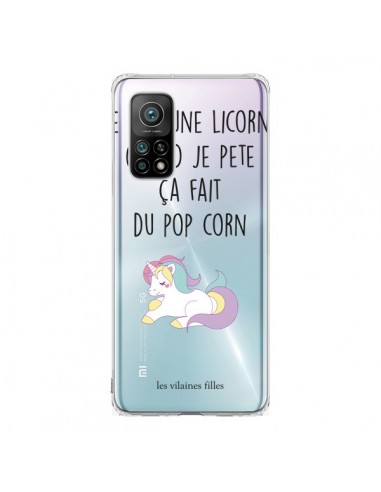 Coque Xiaomi Mi 10T / 10T Pro Je suis une licorne, quand je pète ça fait du pop corn Transparente - Les Vilaines Filles
