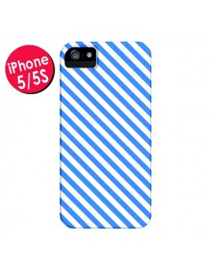 Coque Bonbon Candy Bleue et Blanche Rayée pour iPhone 5 et 5S - Nico