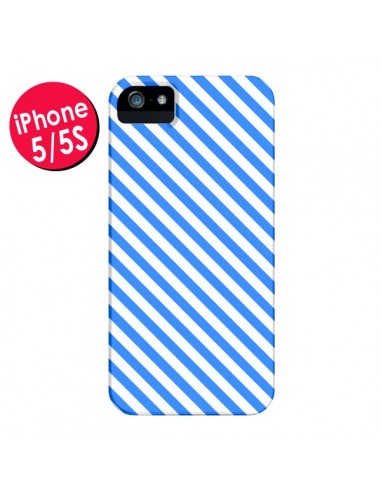 Coque Bonbon Candy Bleue et Blanche Rayée pour iPhone 5 et 5S - Nico