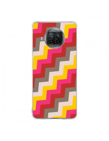 Coque Xiaomi Mi 10T Lite Lignes Triangle Azteque Rose Rouge - Eleaxart