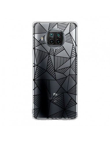 Coque Xiaomi Mi 10T Lite Lignes Grilles Triangles Grid Abstract Noir Transparente - Project M