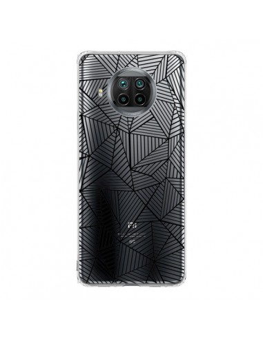 Coque Xiaomi Mi 10T Lite Lignes Grilles Triangles Full Grid Abstract Noir Transparente - Project M