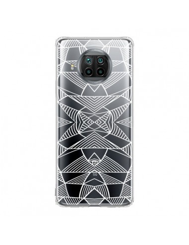 Coque Xiaomi Mi 10T Lite Lignes Miroir Grilles Triangles Grid Abstract Blanc Transparente - Project M