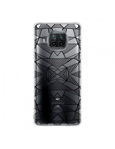 Coque Xiaomi Mi 10T Lite Lignes Miroir Grilles Triangles Grid Abstract Noir Transparente - Project M