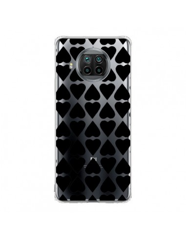 Coque Xiaomi Mi 10T Lite Coeurs Heart Noir Transparente - Project M