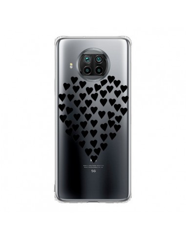 Coque Xiaomi Mi 10T Lite Coeurs Heart Love Noir Transparente - Project M