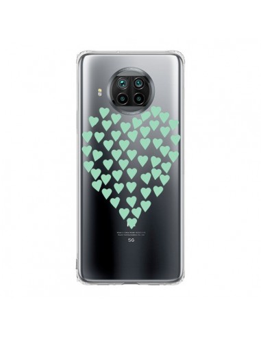 Coque Xiaomi Mi 10T Lite Coeurs Heart Love Mint Bleu Vert Transparente - Project M
