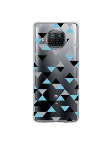 Coque Xiaomi Mi 10T Lite Triangles Ice Blue Bleu Noir Transparente - Project M