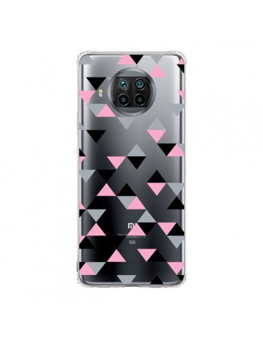 Coque Xiaomi Mi 10T Lite Triangles Pink Rose Noir Transparente - Project M