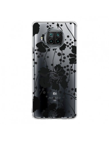 Coque Xiaomi Mi 10T Lite Fleurs Noirs Flower Transparente - Dricia Do