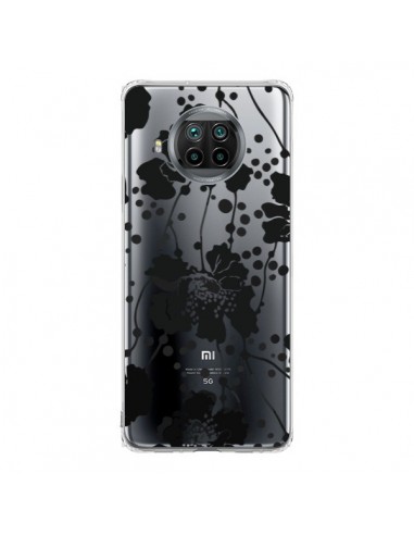 Coque Xiaomi Mi 10T Lite Fleurs Noirs Flower Transparente - Dricia Do